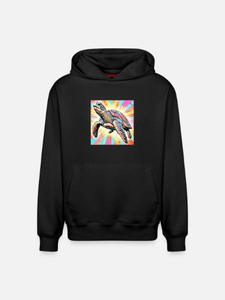 turtle - Relaxed Unisex Organic Hoodie – by SPREAD - black