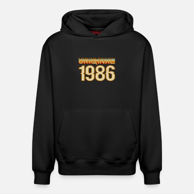 Original 1986 Retro Logo - Sweat à capuche unisexe décontracté en coton biologique – de SPREAD - noir