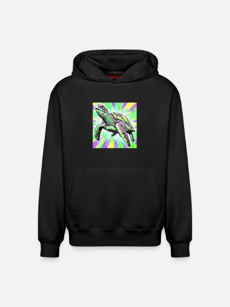 turtle - Relaxed Unisex Organic Hoodie – by SPREAD - black