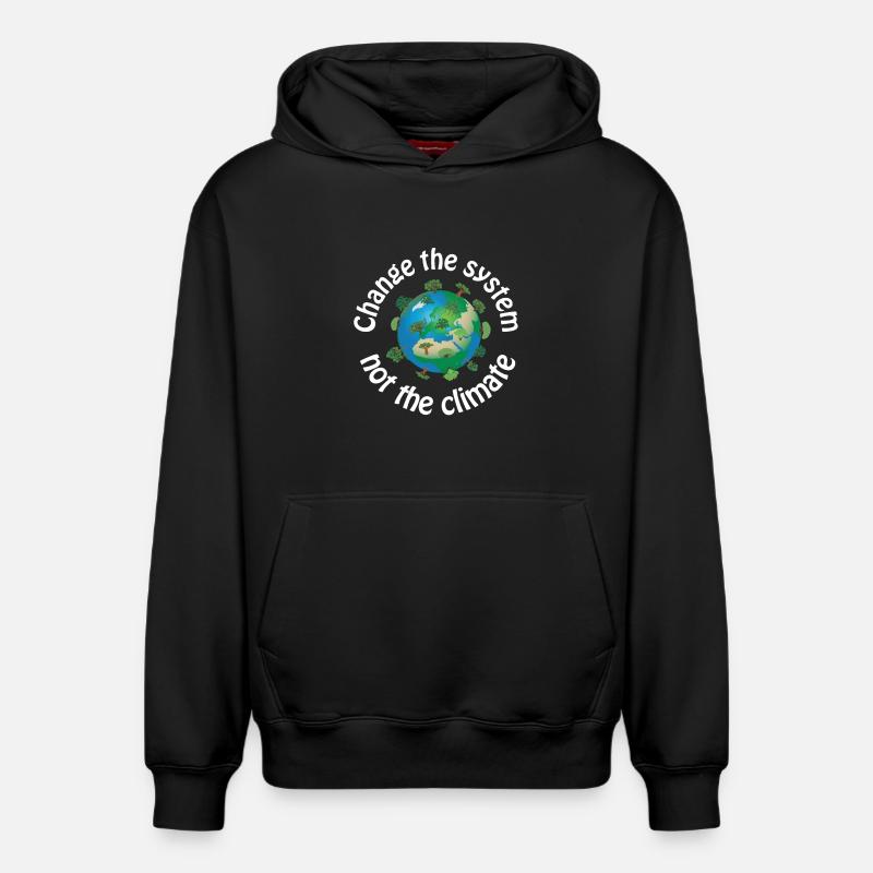 Changer le système, pas le climat - Sweat à capuche unisexe décontracté en coton biologique – de SPREAD - noir