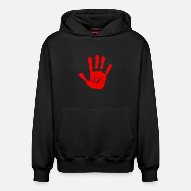Empreinte de main rouge - Sweat à capuche unisexe décontracté en coton biologique – de SPREAD - noir