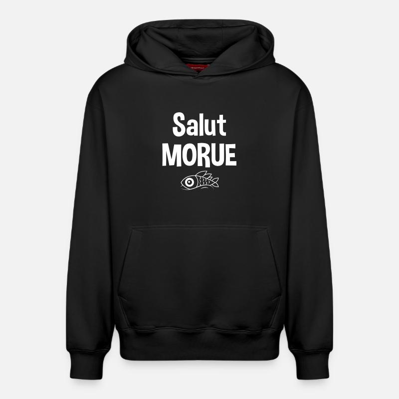Salut morue - Sweat à capuche unisexe décontracté en coton biologique – de SPREAD - noir