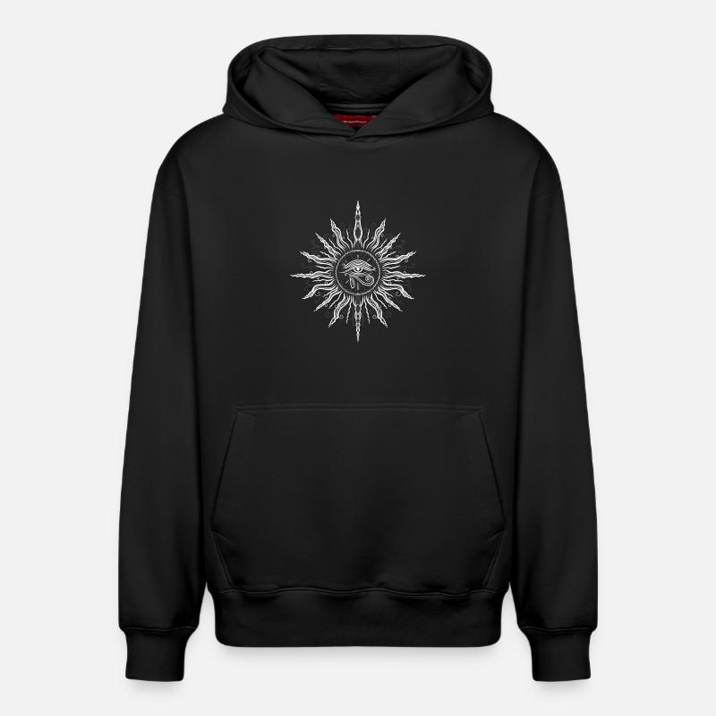 Soleil, été, œil d’Horus - Sweat à capuche unisexe décontracté en coton biologique – de SPREAD - noir