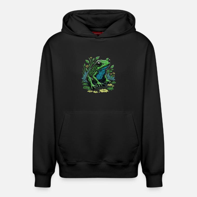 Grenouille Verte - Sweat à capuche unisexe décontracté en coton biologique – de SPREAD - noir