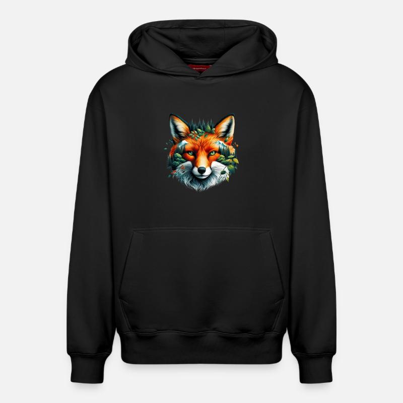 Renard - Sweat à capuche unisexe décontracté en coton biologique – de SPREAD - noir