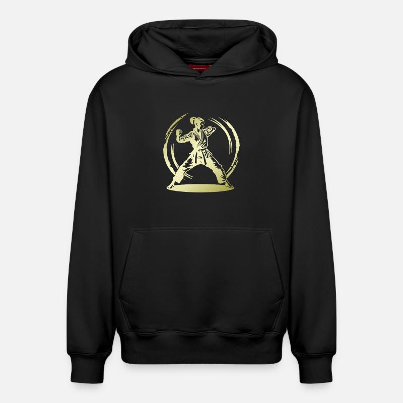 Karaté Silhouette Combattante - Sweat à capuche unisexe décontracté en coton biologique – de SPREAD - noir