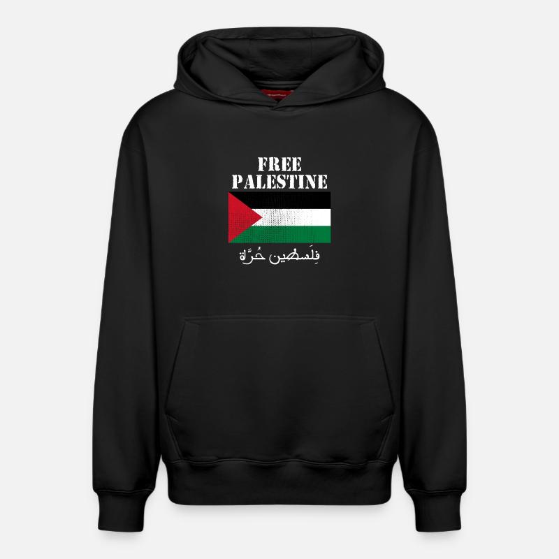 Drapeau de Palestine libre - Sweat à capuche unisexe décontracté en coton biologique – de SPREAD - noir