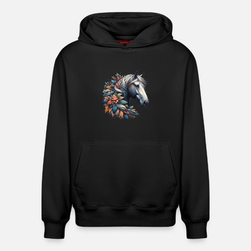 Cheval - Sweat à capuche unisexe décontracté en coton biologique – de SPREAD - noir
