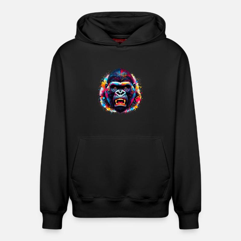 Gorille - Sweat à capuche unisexe décontracté en coton biologique – de SPREAD - noir
