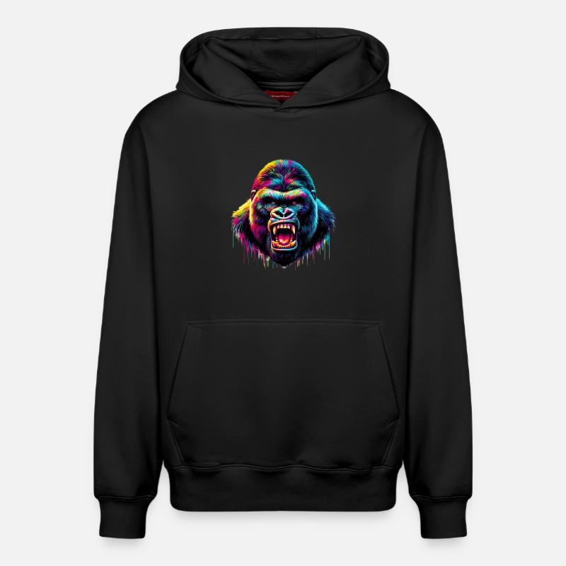 Gorille - Sweat à capuche unisexe décontracté en coton biologique – de SPREAD - noir