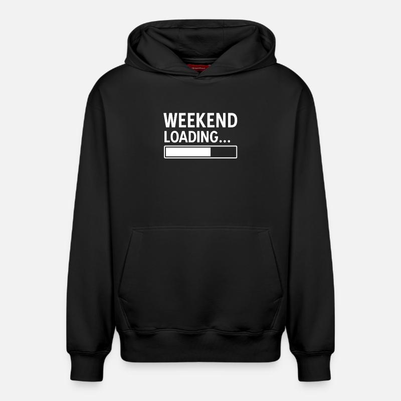 Week-end Loading... – Design minimal amusant - Sweat à capuche unisexe décontracté en coton biologique – de SPREAD - noir