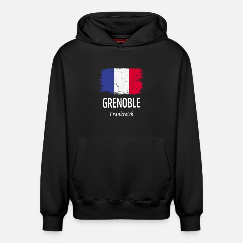 Grenoble - Sweat à capuche unisexe décontracté en coton biologique – de SPREAD - noir