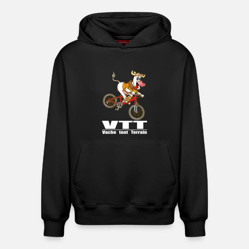 VTT Vache tout terrain - Sweat à capuche unisexe décontracté en coton biologique – de SPREAD - noir