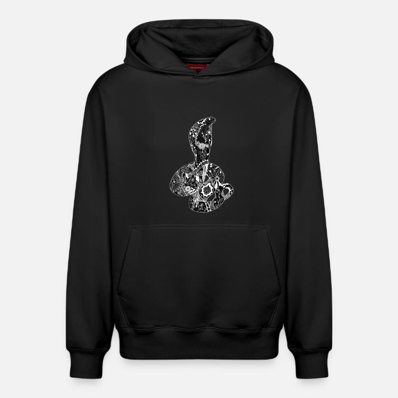 Patchwork Cobra - Relaxed Unisex Organic Hoodie – von SPREAD - Schwarz