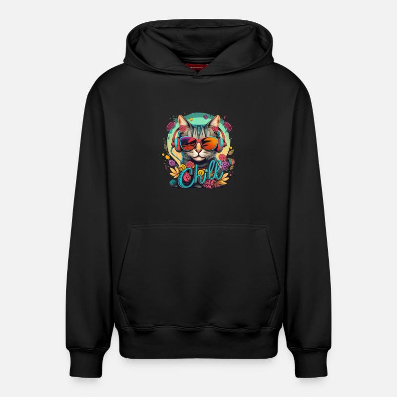 Chat réfrigéré - Sweat à capuche unisexe décontracté en coton biologique – de SPREAD - noir