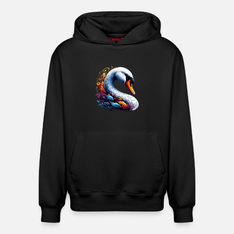 Cygne - Sweat à capuche unisexe décontracté en coton biologique – de SPREAD - noir