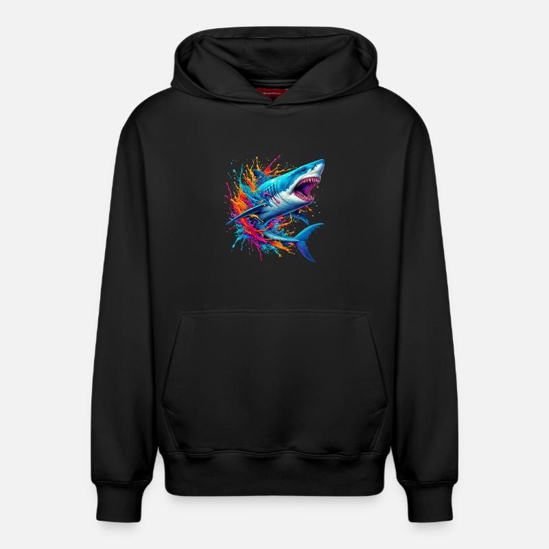 Requin - Sweat à capuche unisexe décontracté en coton biologique – de SPREAD - noir