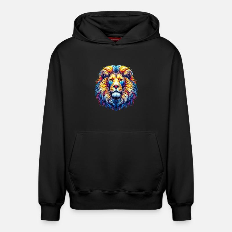 Lion - Sweat à capuche unisexe décontracté en coton biologique – de SPREAD - noir