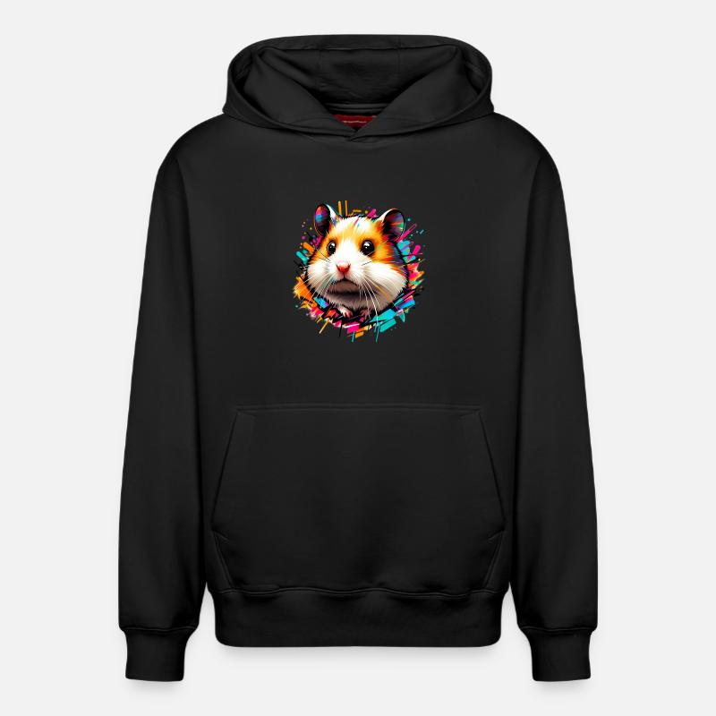 Hamster - Sweat à capuche unisexe décontracté en coton biologique – de SPREAD - noir