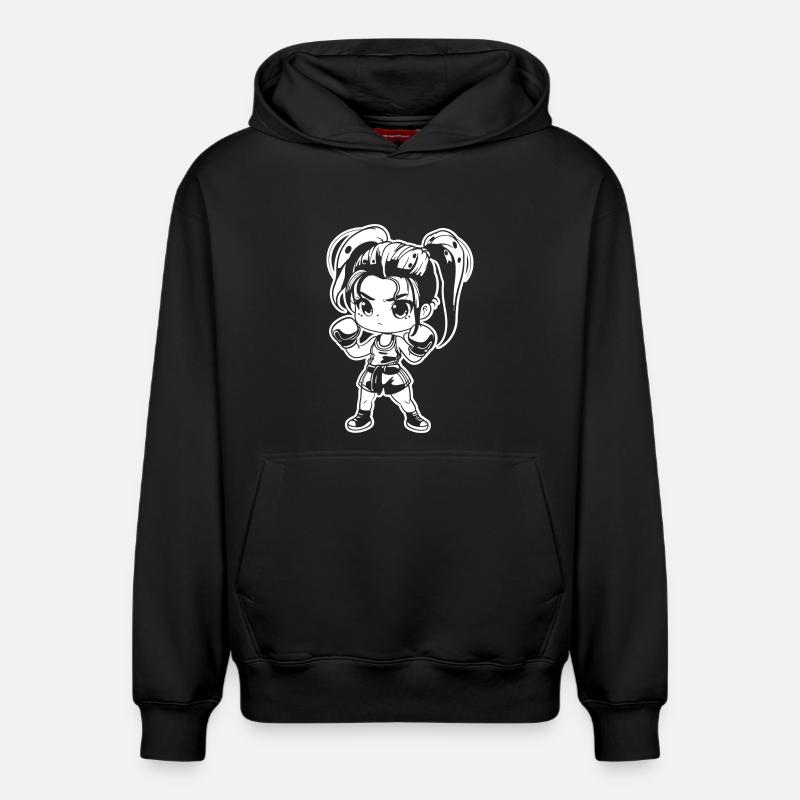 Kickboxer Manga Style - Sweat à capuche unisexe décontracté en coton biologique – de SPREAD - noir