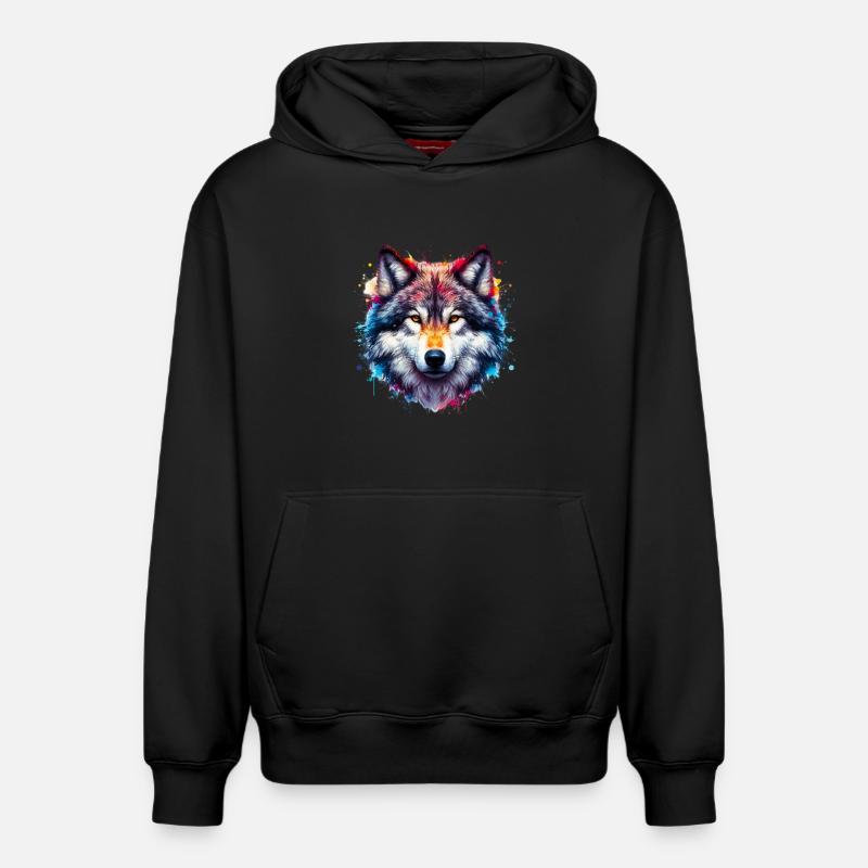 Loup - Sweat à capuche unisexe décontracté en coton biologique – de SPREAD - noir