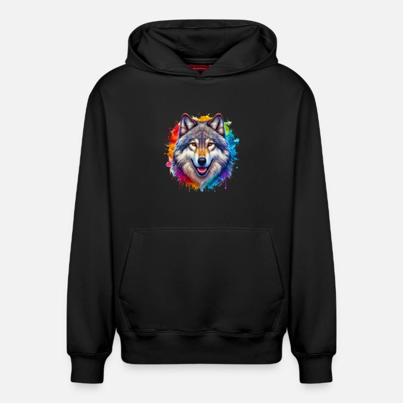 Loup - Sweat à capuche unisexe décontracté en coton biologique – de SPREAD - noir
