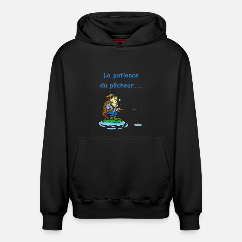 La patience du pêcheur - Sweat à capuche unisexe décontracté en coton biologique – de SPREAD - noir