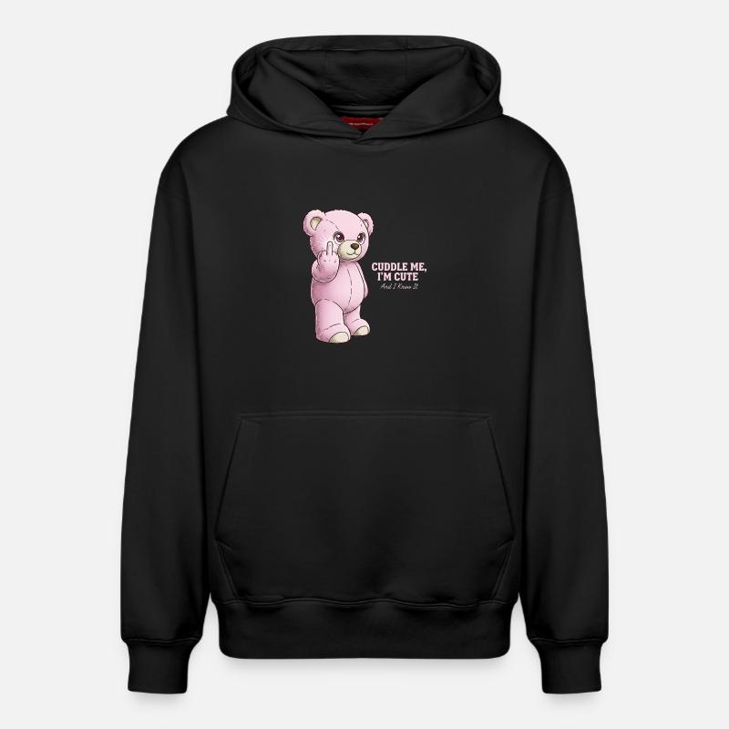 Ours Rose - Sweat à capuche unisexe décontracté en coton biologique – de SPREAD - noir