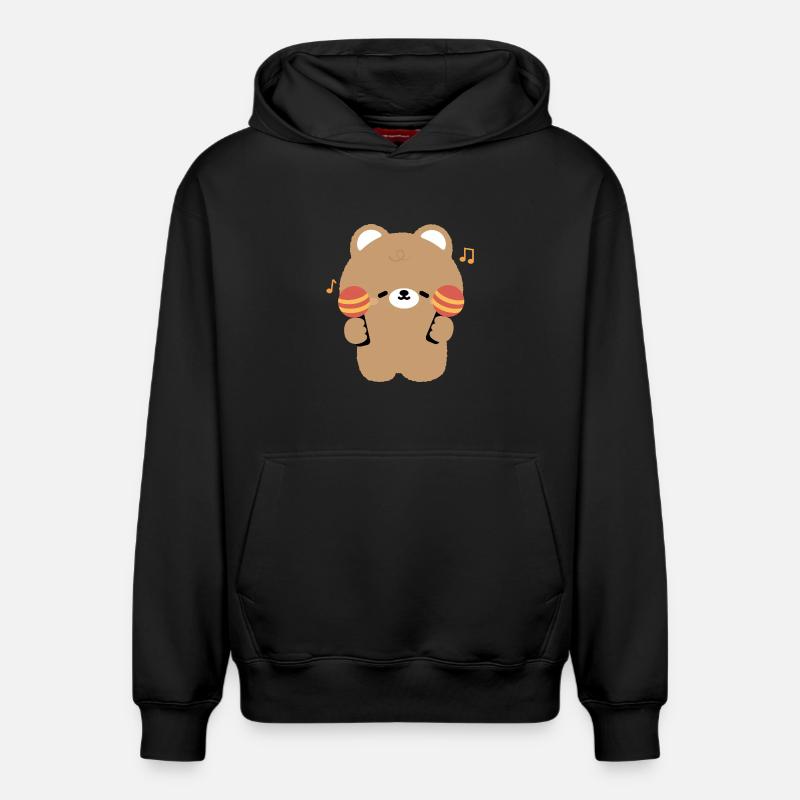 Bear Maraca Beat - Sweat à capuche unisexe décontracté en coton biologique – de SPREAD - noir