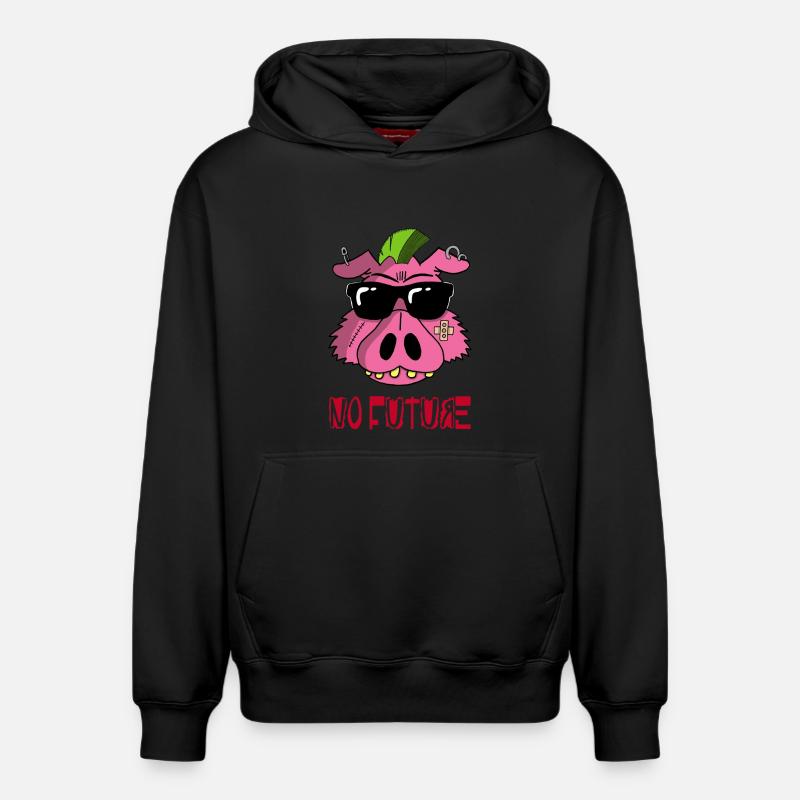 Cochon punk - Sweat à capuche unisexe décontracté en coton biologique – de SPREAD - noir