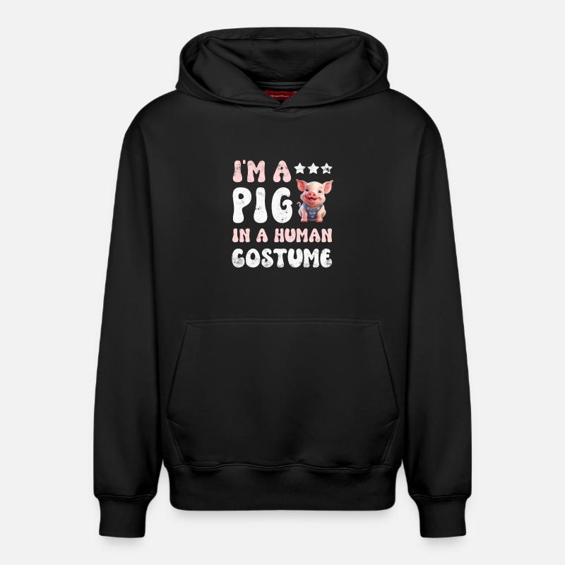 Cochons - Sweat à capuche unisexe décontracté en coton biologique – de SPREAD - noir