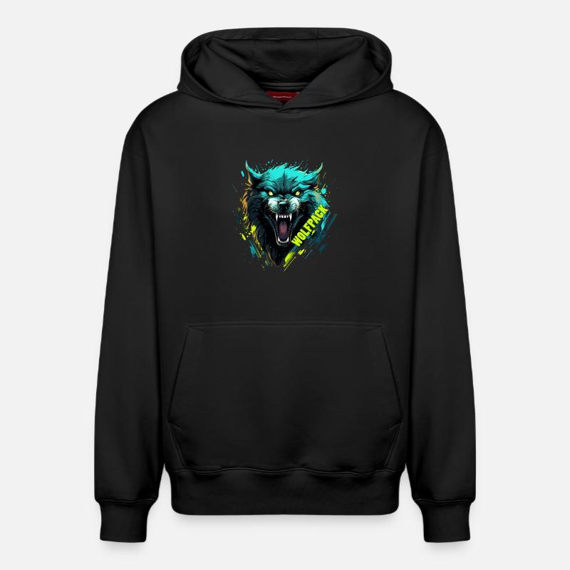 Masque de Loup Néon - Sweat à capuche unisexe décontracté en coton biologique – de SPREAD - noir