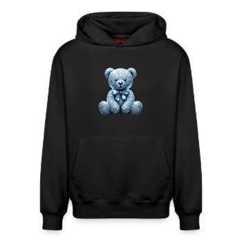 Crystal Bear Diamant Diamanten - Relaxed Unisex Organic Hoodie – von SPREAD - Schwarz - Vorne - AI Model Female 172 light (172cm) & AI Model Male 178 dark (178cm)