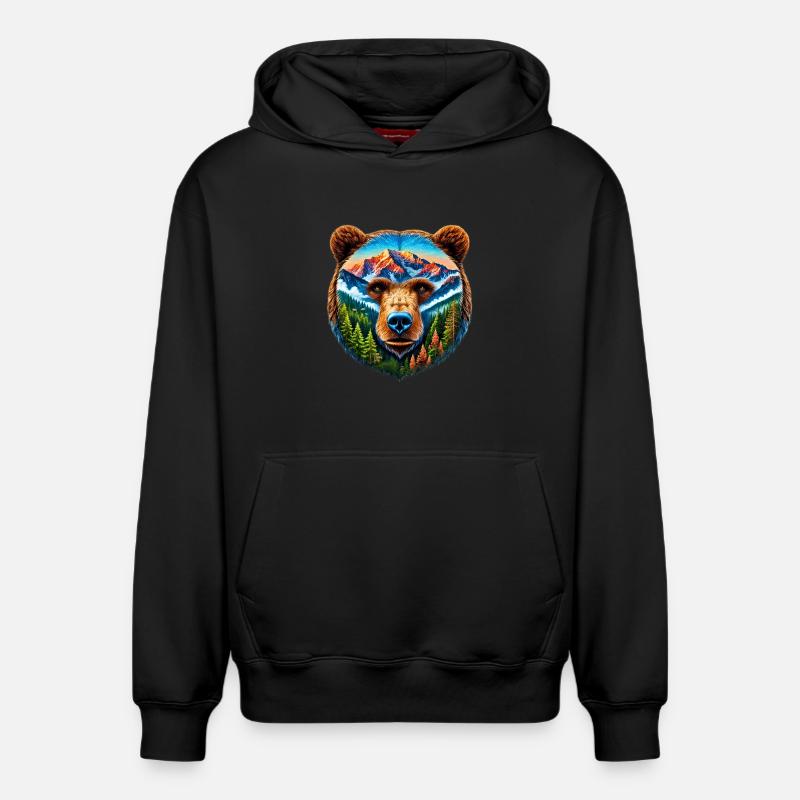 Ours - Sweat à capuche unisexe décontracté en coton biologique – de SPREAD - noir