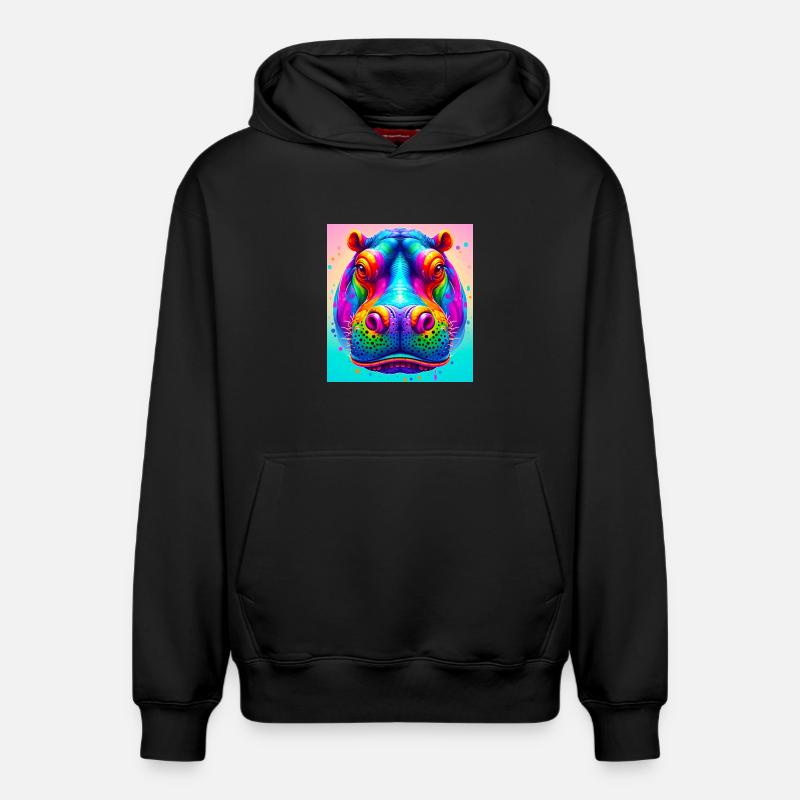 hippopotame - Sweat à capuche unisexe décontracté en coton biologique – de SPREAD - noir