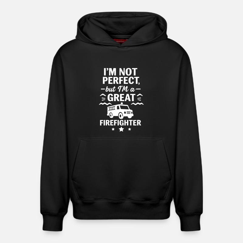 Super héros pompier - Sweat à capuche unisexe décontracté en coton biologique – de SPREAD - noir