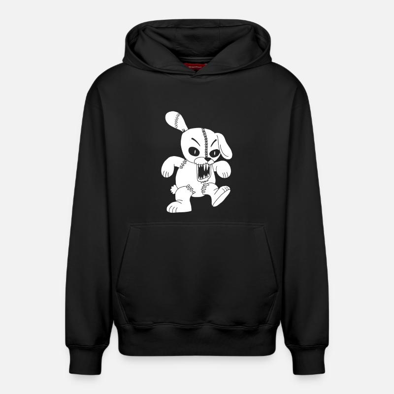 Lapin blanc monstrueux - Sweat à capuche unisexe décontracté en coton biologique – de SPREAD - noir
