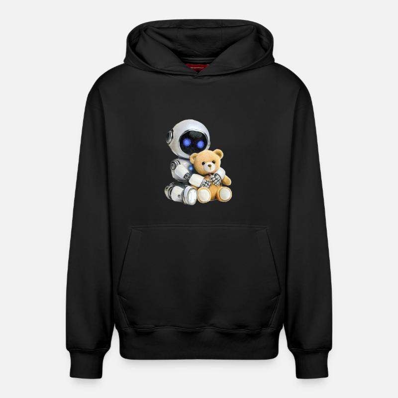 Robot Teddy - Sweat à capuche unisexe décontracté en coton biologique – de SPREAD - noir