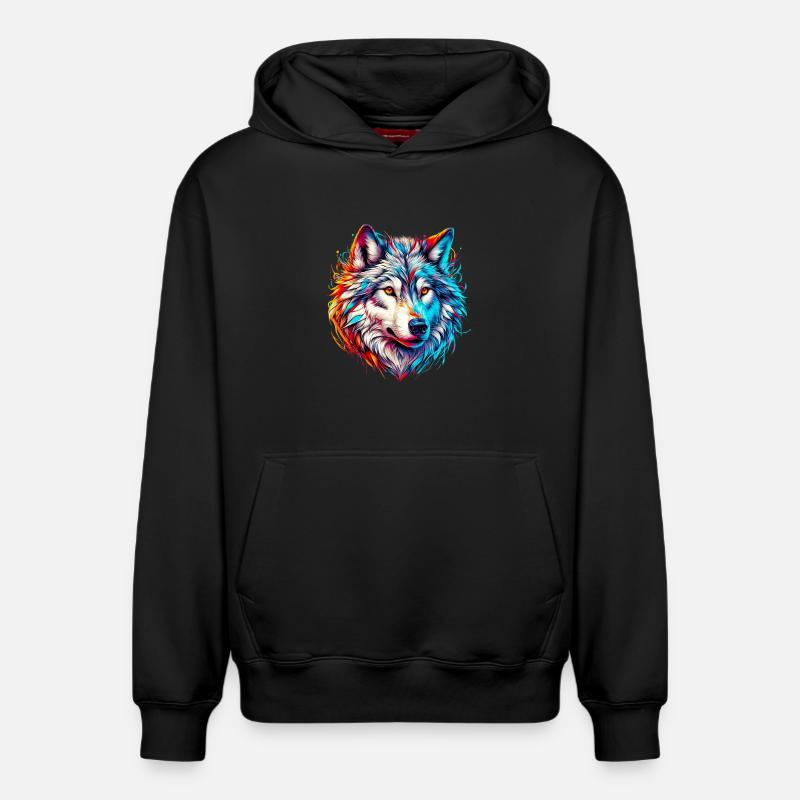Wolf - Relaxed Unisex Organic Hoodie – von SPREAD - Schwarz