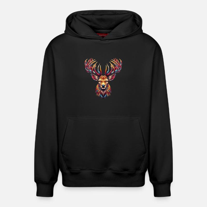 Cerf - Sweat à capuche unisexe décontracté en coton biologique – de SPREAD - noir