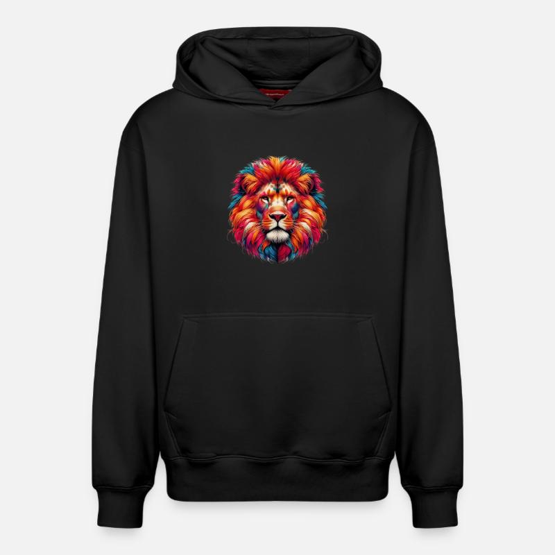 Lion - Sweat à capuche unisexe décontracté en coton biologique – de SPREAD - noir