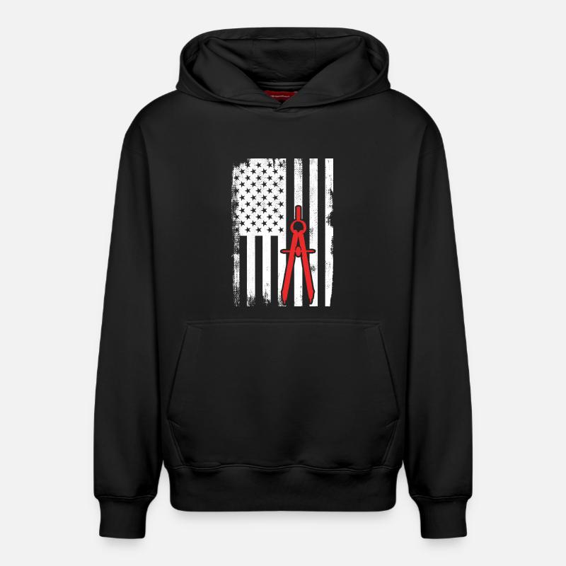 Architecture USA Drapeau - Sweat à capuche unisexe décontracté en coton biologique – de SPREAD - noir