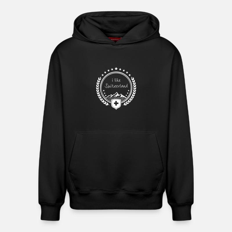 j’aime bien l’emblème suisse blanc - Sweat à capuche unisexe décontracté en coton biologique – de SPREAD - noir