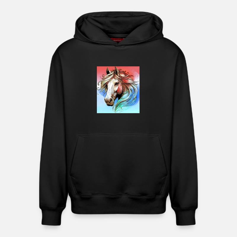 cheval - Sweat à capuche unisexe décontracté en coton biologique – de SPREAD - noir
