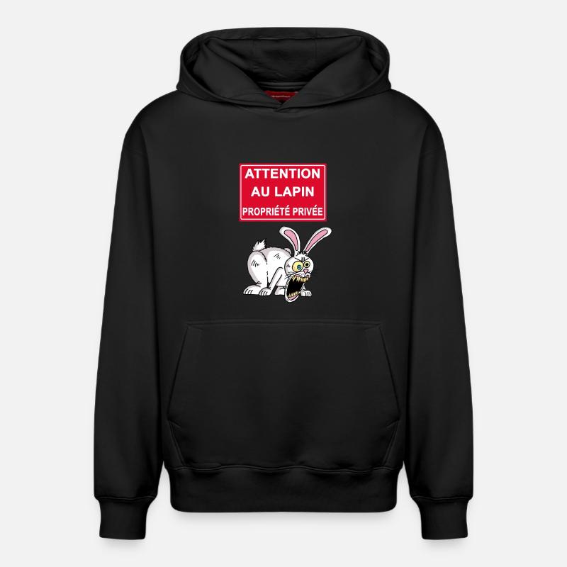 Attention au lapin blanc - Sweat à capuche unisexe décontracté en coton biologique – de SPREAD - noir