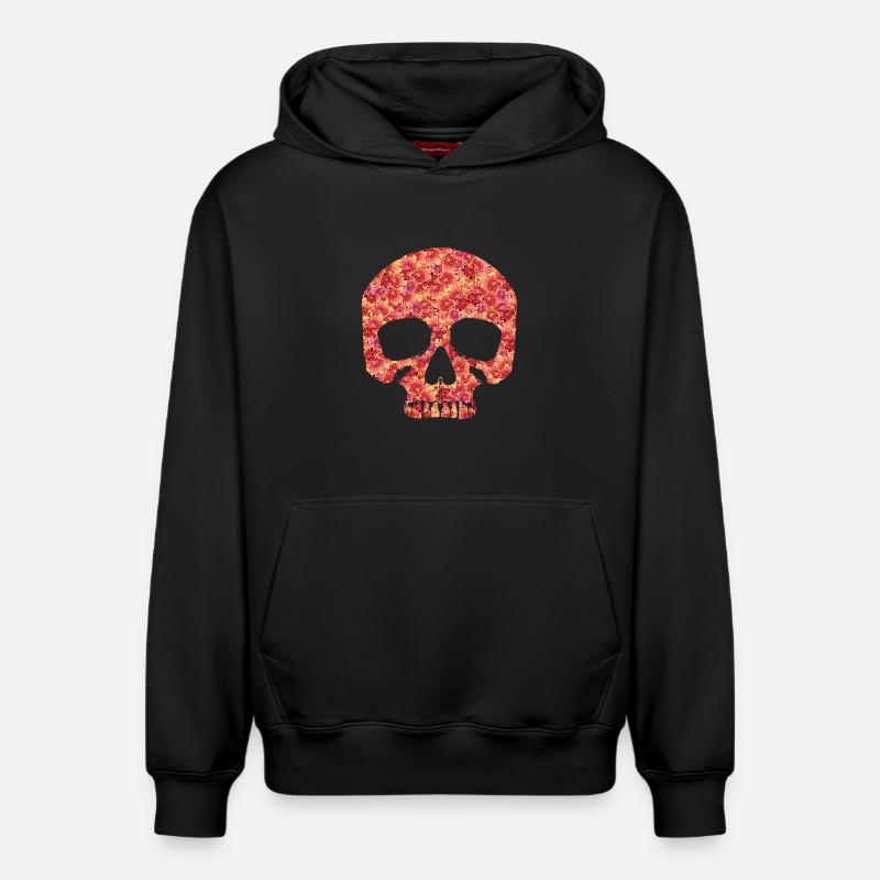 Crâne avec des fleurs - Sweat à capuche unisexe décontracté en coton biologique – de SPREAD - noir