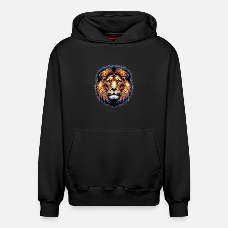 Lion - Sweat à capuche unisexe décontracté en coton biologique – de SPREAD - noir
