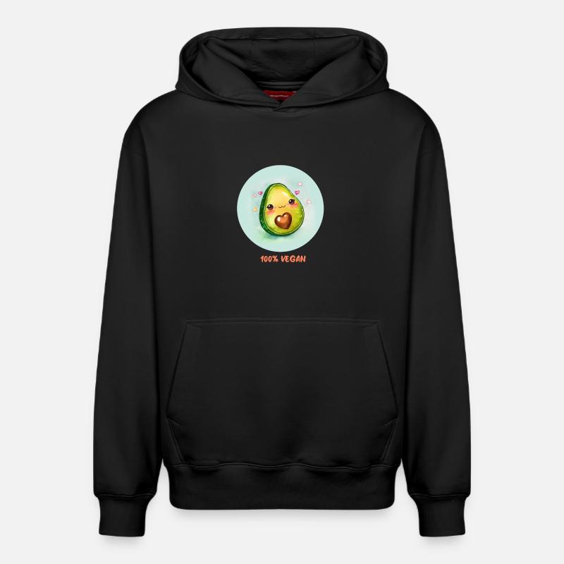 Avocat végétalien - Sweat à capuche unisexe décontracté en coton biologique – de SPREAD - noir