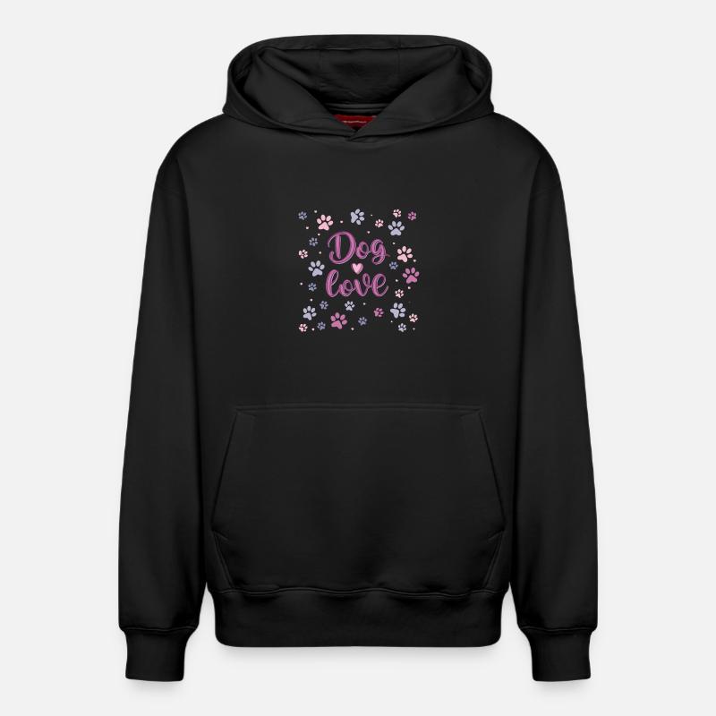 Amour Chien Pastel - Sweat à capuche unisexe décontracté en coton biologique – de SPREAD - noir