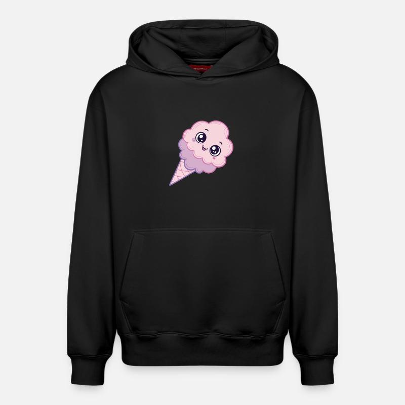 Glace Kawaii Nuage Rose - Sweat à capuche unisexe décontracté en coton biologique – de SPREAD - noir
